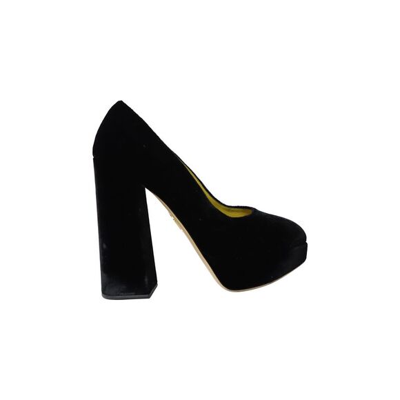 Charlotte Olympia Platform Pumps in Black Velvet - Picture 1 of 7